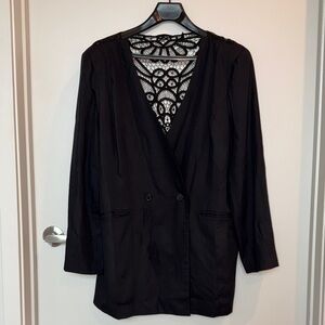 Vintage Black Lace Oversized Blazer